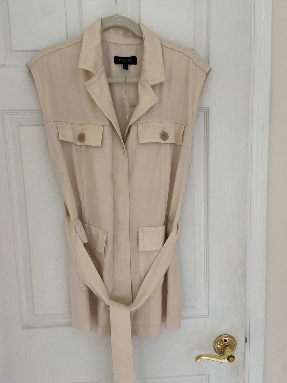 Talbots Sleeveless Utility Trench Vest in Beige